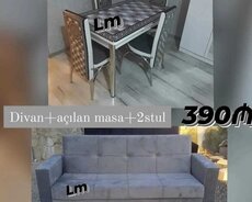 mətbəx üçün divan stol-stul desti